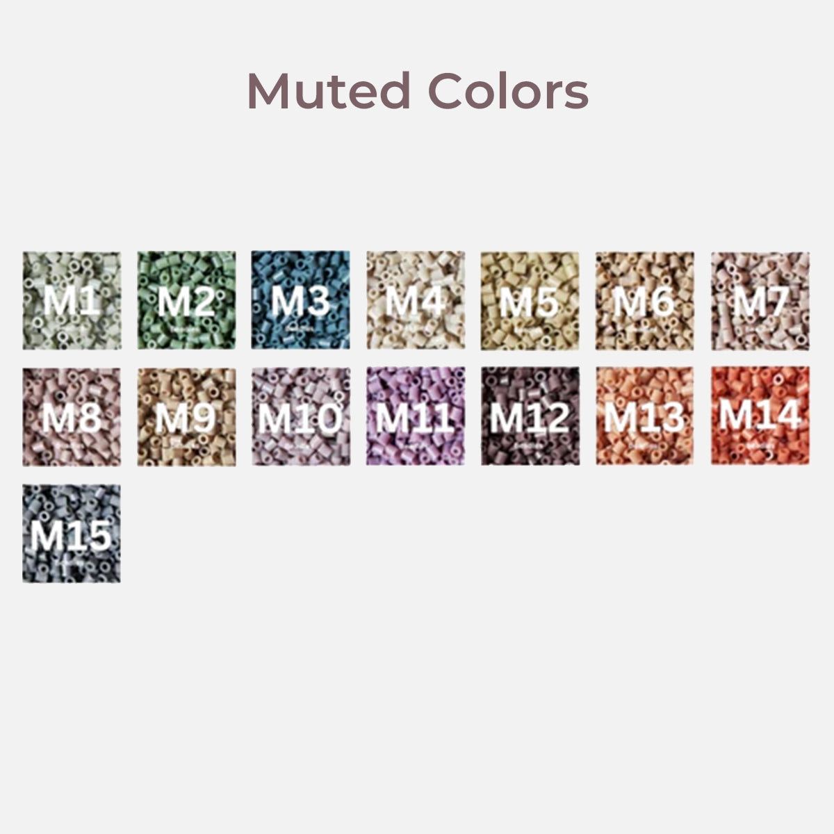 Full view of 2.6mm muted colors tiny fuse beads refill pack showcasing soft and neutral shades for DIY crafts and pixel art projects.