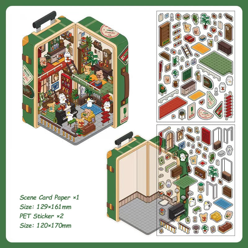 DIY handmade 2.5D scene sticker depicting a collectibles store theme for creative projects.