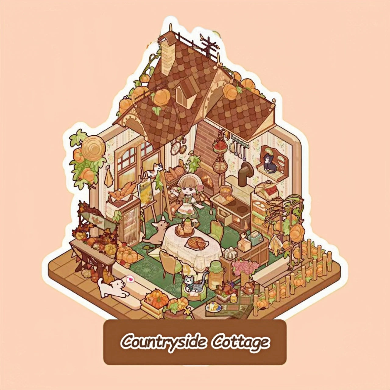 3D Scene Stickers – Countryside Cottage Design for DIY Craft Projects