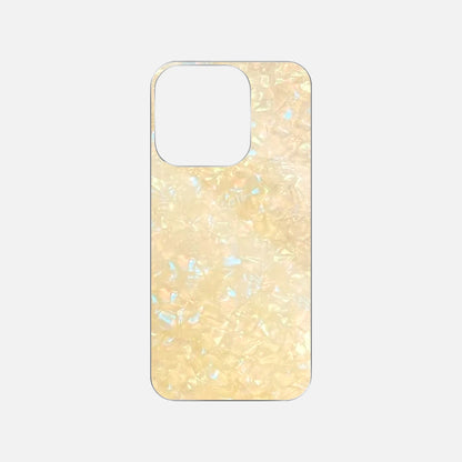 Shell pattern back decor card in apricot yellow, featuring a smooth, elegant design perfect for customizing phone cases with a warm, subtle tone.