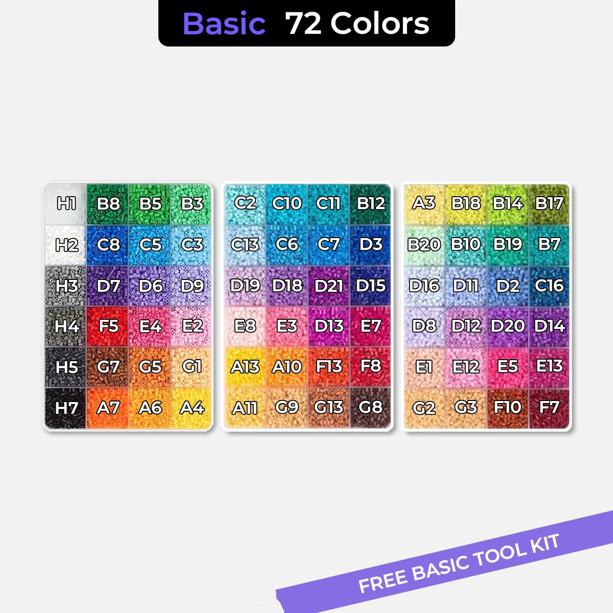 Basic 72 Colors Tiny Fuse Beads Set, 650 pieces for all your bead crafting needs.