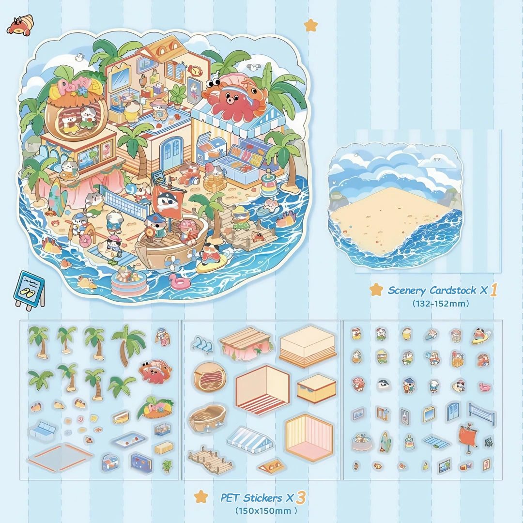 Island 3D Scene Sticker – Cat’s Dream DIY Layered Sticker