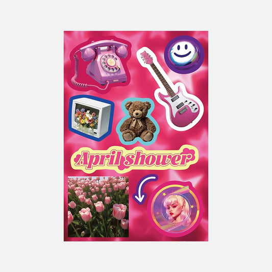 Cute Retro Y2K Stickers – Vibrant Teddy Bears & Pink Electric Guitar Decals for Journals & Crafting