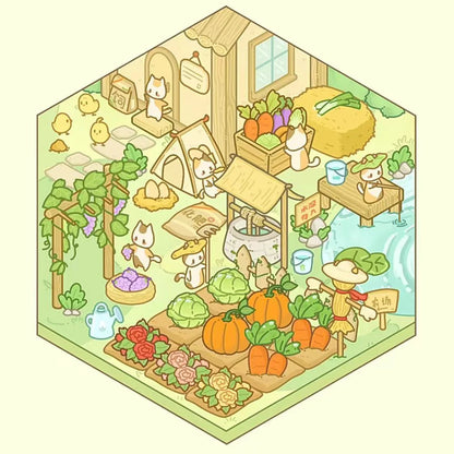 Cat Farm 3D Scene Sticker – DIY Miniature Sticker for Creative Journaling