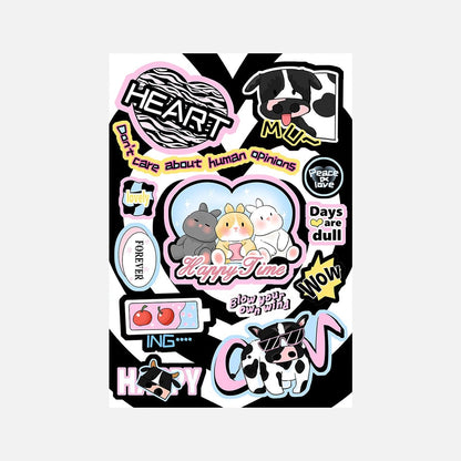 Kawaii Cow Bunny phone case sticker set with cute cow and bunny designs, perfect for a playful and adorable phone case.