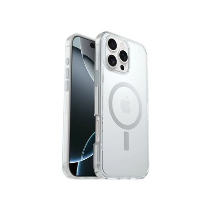 Clear magnetic phone case featuring a non-yellowing acrylic back and flexible TPU sides for a slim, protective fit.