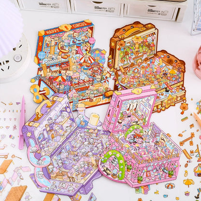 Mystery Treasure Chest 3D Scene Stickers – DIY Layered Stickers for Scrapbooking & Journaling