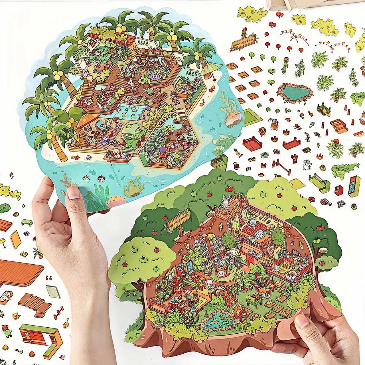 Oversized 3D Scene Stickers Plus – Island & Treehouse DIY Craft