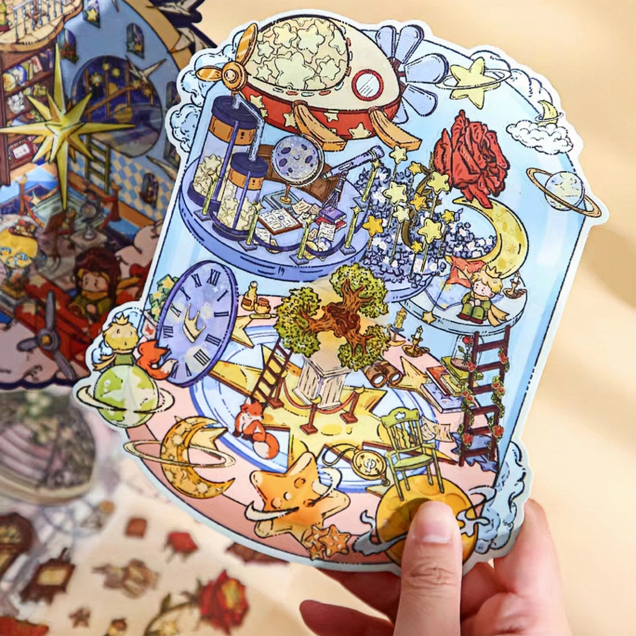 Prince's Fairy Tale Scene Stickers – Detailed View for DIY 3D Effect Craft Projects