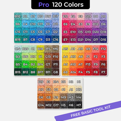 Pro 120 Colors Tiny Fuse Beads Set, 650 pieces for professional-grade crafting.