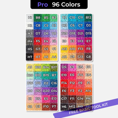 Pro 96 Colors Tiny Fuse Beads Set, 650 pieces for advanced bead crafting projects.