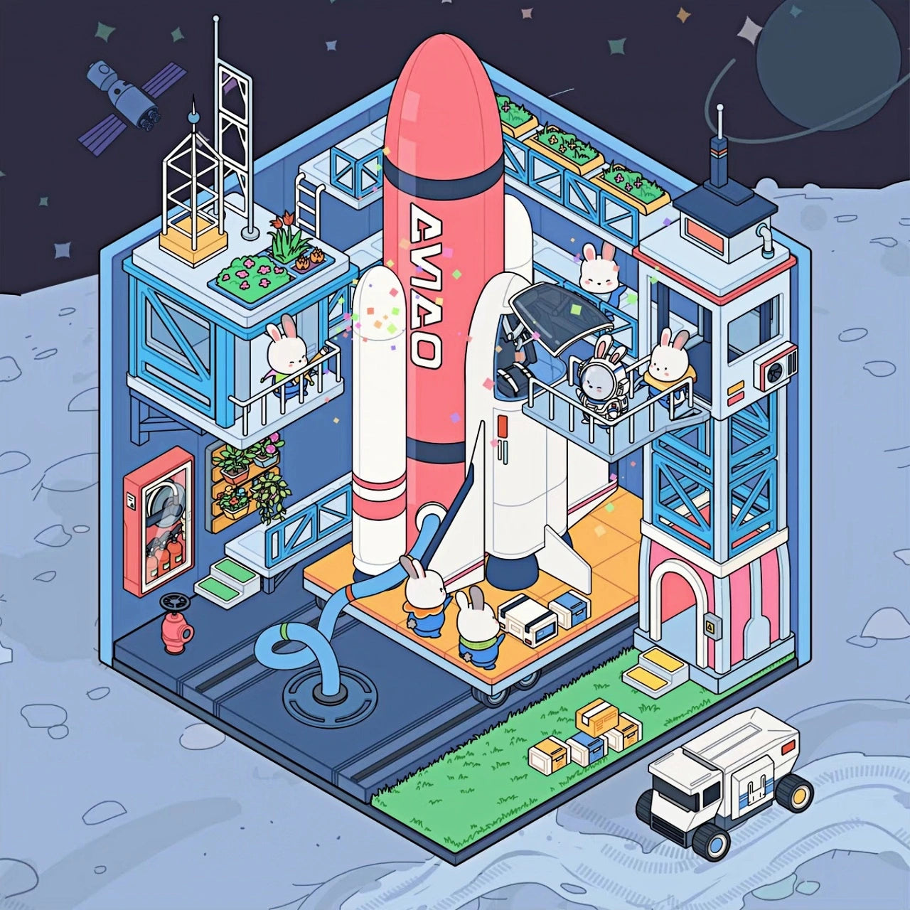 Space Travel Stickers – Launch Pad Design for DIY Craft Projects